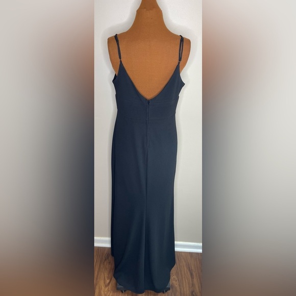 B Darlin Black Slitted Spaghetti Strap Sweetheart Full-Length Gown 13/14 - Picture 5 of 12